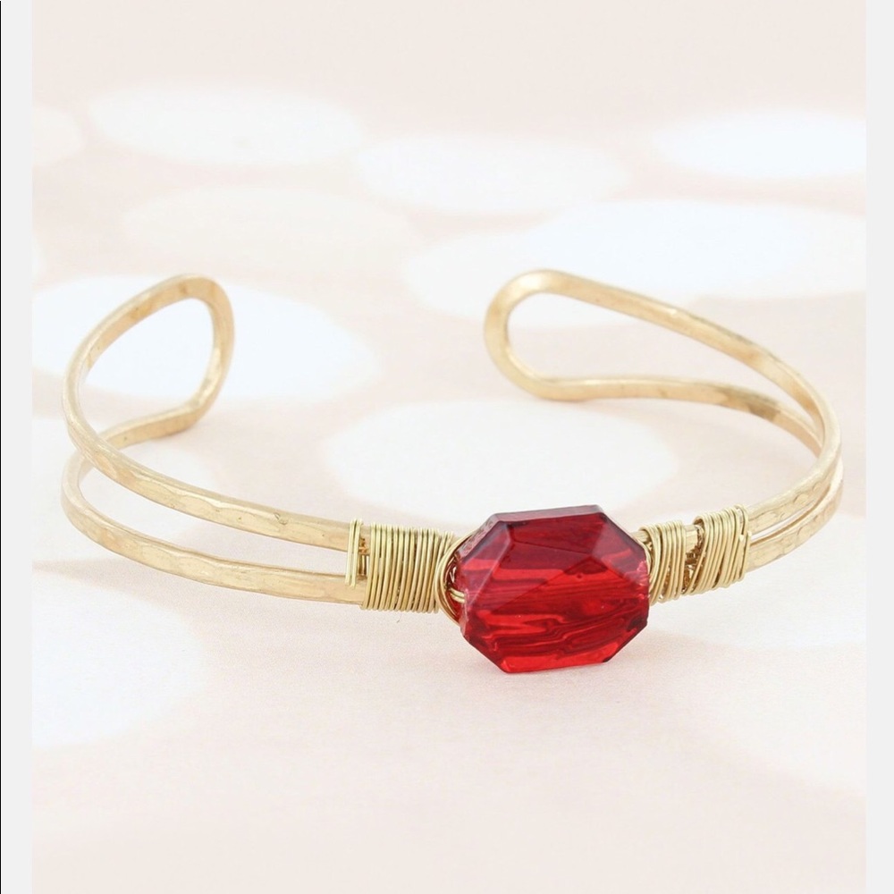 Gold Garnet Bangle Bracelet Boutique NEW